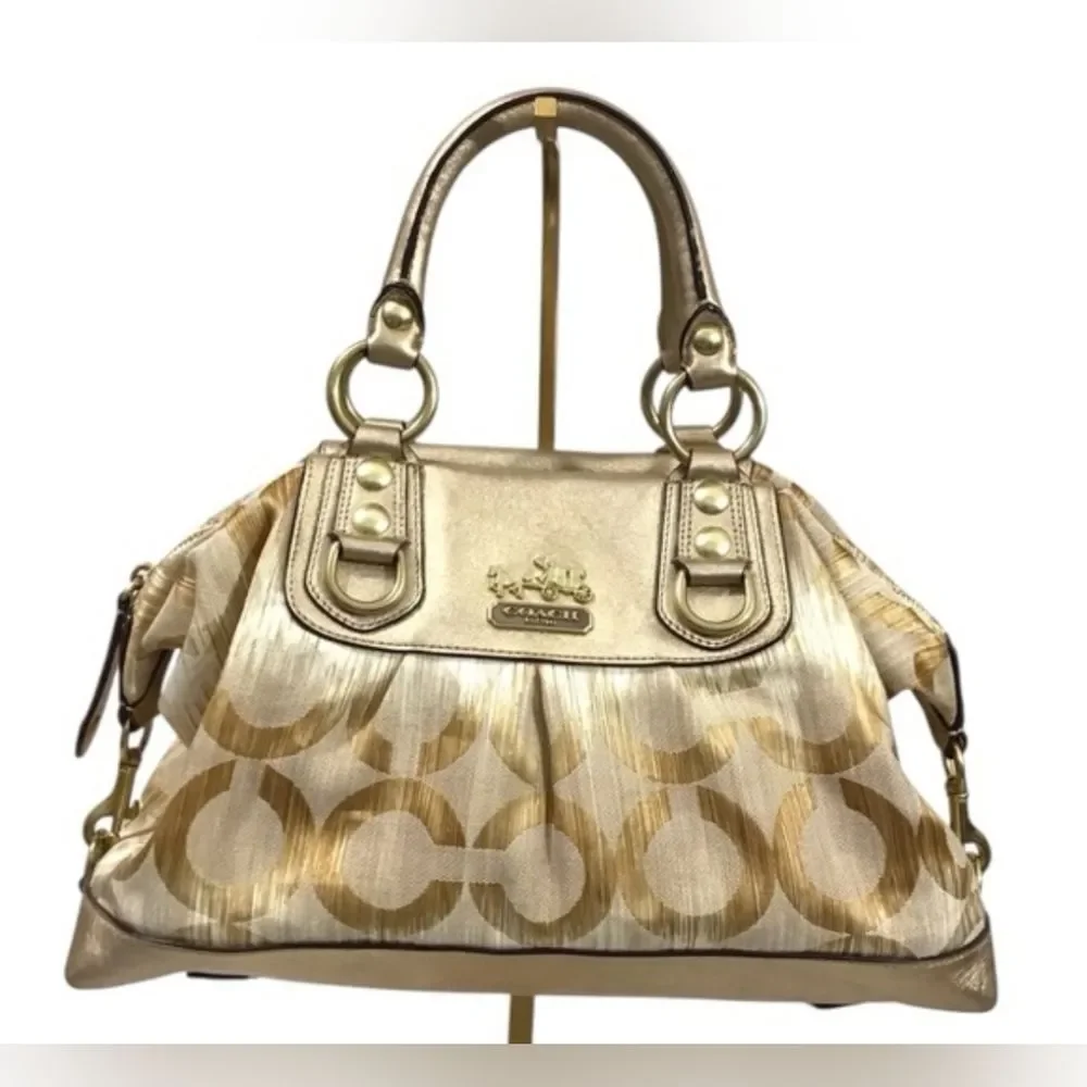 Coach Vintage Y2K Ashley Madison Metallic Gold Tan Satchel Purse Bag